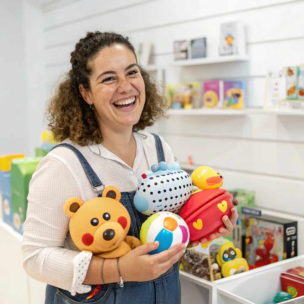 Happy Customer Holding Toys